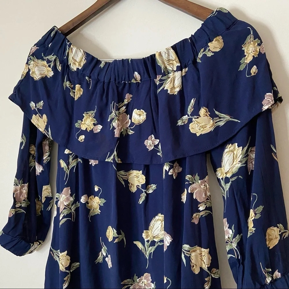LIKE NEW Louie Mini Dress Off Shoulder Deep Blue Size XS Long - Picture 4 of 12